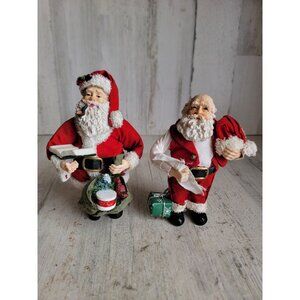 Santa Claus naughty Nice list gift bag vintage set decor figure Xmas